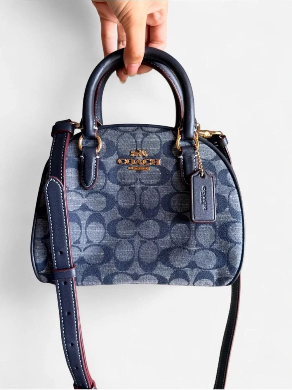 Coach Sydney small satchel crossbody bag (denim multi)